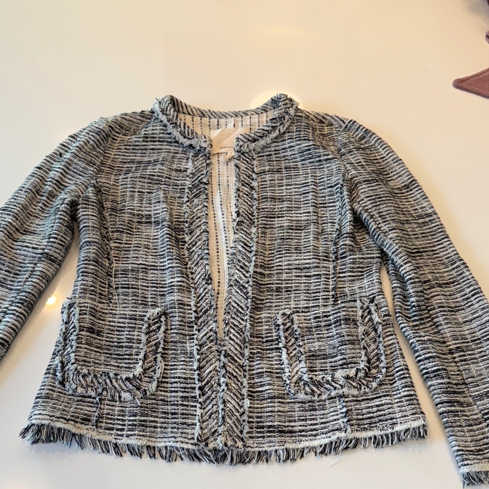 Rebecca Taylor Black and White Textured Blazer